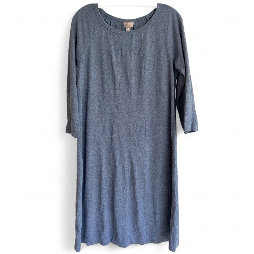 J. JILL Dusty Blue Raglan 3/4 Sleeve Scoop Neck Dress Comfort Travel Classic | M - Picture 1 of 12